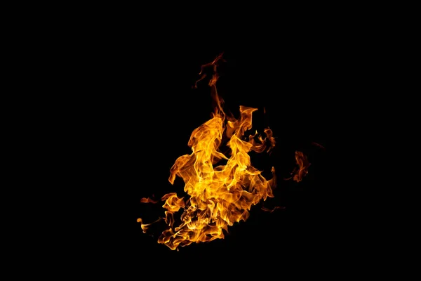 Group Real Hot Flames Burning Black Background — Stock Photo, Image