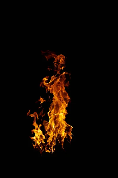 Real Hot Flames Burning Black Background — Stock Photo, Image