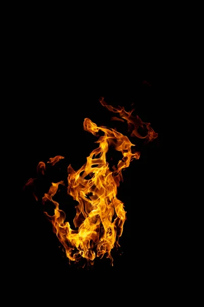 Real Hot Flames Burning Black Background — Stock Photo, Image