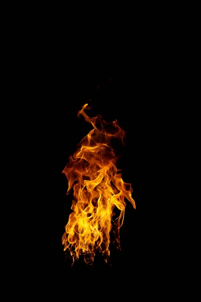 Πραγματικές Και Καυτές Φλόγες Καίγονται Μαύρο Φόντο — Φωτογραφία Αρχείου