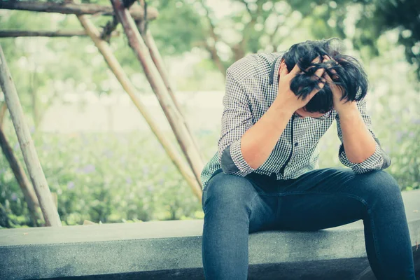 Emoción Negativa Sentimientos Expresión Facial Hombre Asiático Estresado Depresión Con — Foto de Stock