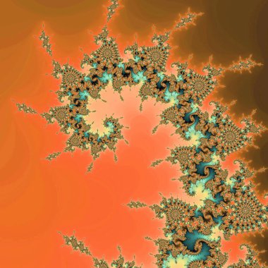 Turuncu fraktal sarmal, yaratıcı grafik tasarım için dijital sanat