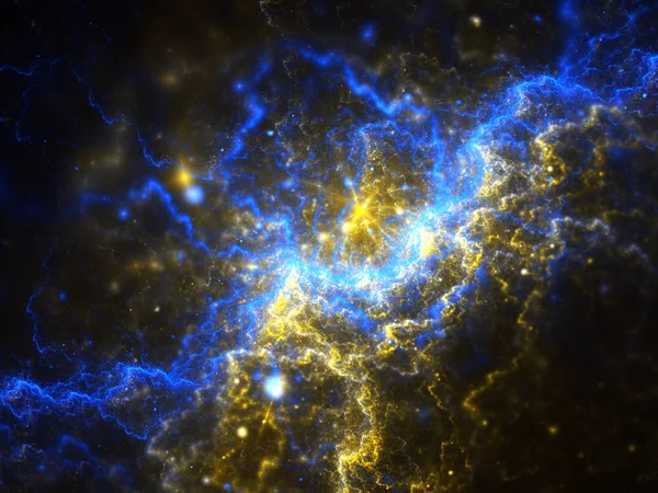 Galáxia Fractal Azul Escuro Ouro Arte Digital Para Design Gráfico — Fotografia de Stock