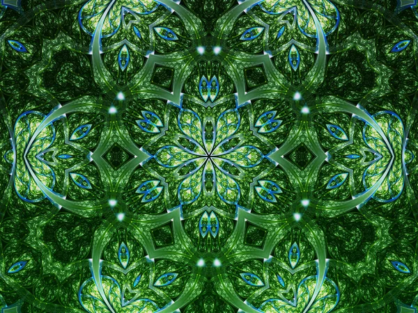 緑フラクタル花曼荼羅 創造的なグラフィック デザインのためのデジタル アート — ストック写真