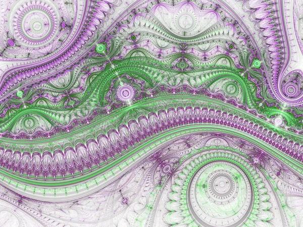 Green and purple fractal time machine, digital artwork for creative graphic design