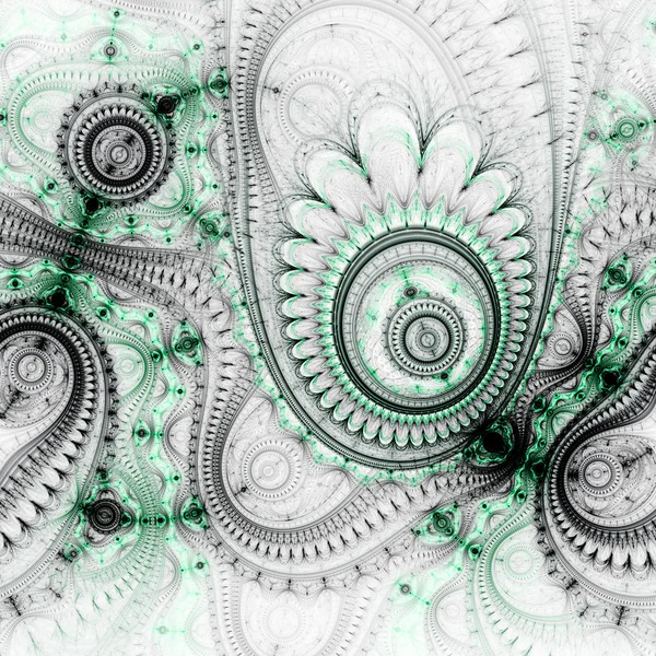 绿色分形蒸汽朋克模式 数码艺术品为创意平面设计 — 图库照片