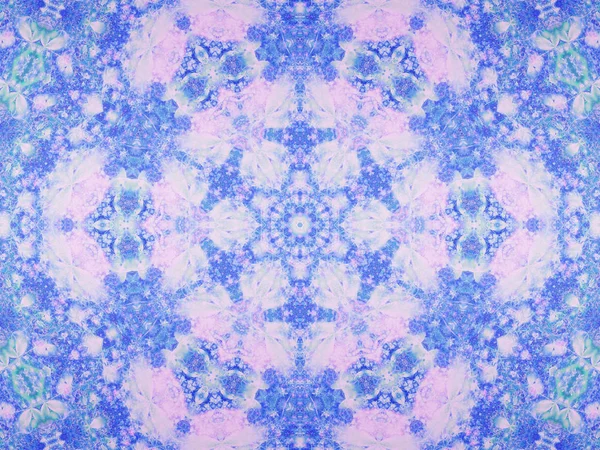 Hellblaues Und Rosafarbenes Fraktales Mandala Digitales Kunstwerk Für Kreatives Grafikdesign — Stockfoto