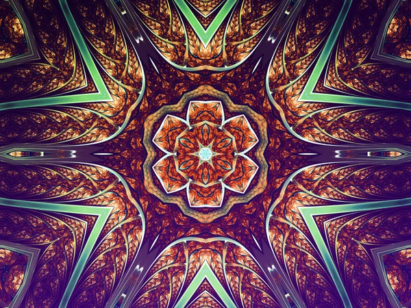 Röda Och Gröna Fractal Mandala Jultema Digitala Konstverk För Kreativ — Stockfoto