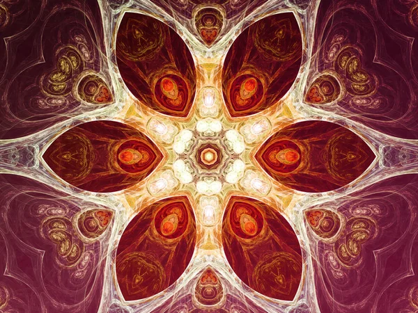 Mandala Fractal Rouge Vif Illustration Numérique Pour Conception Graphique Créative — Photo