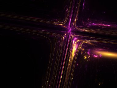 Koyu mor ve altın fraktal cross, yaratıcı grafik tasarım için dijital sanat