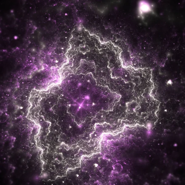 Purple Dark Fractal Nebula Digital Artwork Creative Graphic Design — Stock Photo, Image