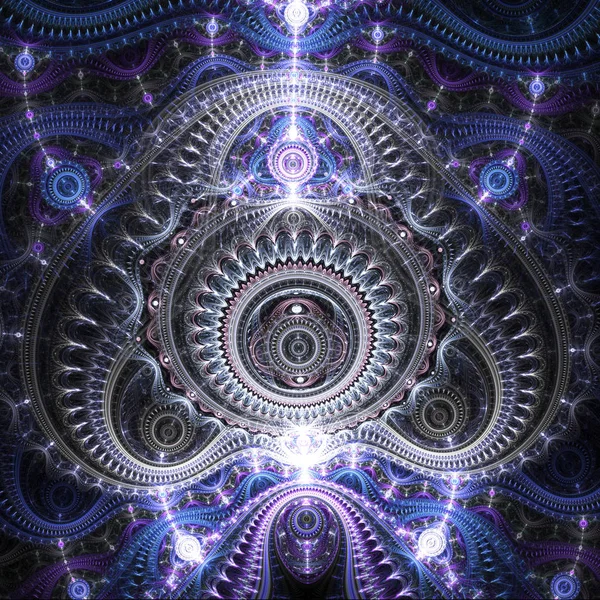 Dark Blue Fractal Clockwork Pattern Digital Artwork Creative Graphic Design — Stock Photo, Image