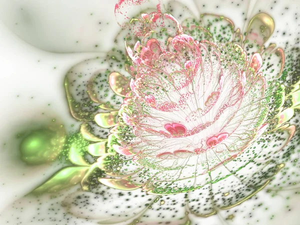 明るい緑と赤のフラクタル花 デジタル芸術家のための創造的なグラフィック デザイン — ストック写真