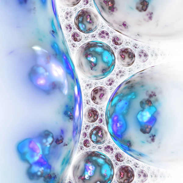 浅蓝色分形气泡 数码艺术品为创意平面设计 — 图库照片