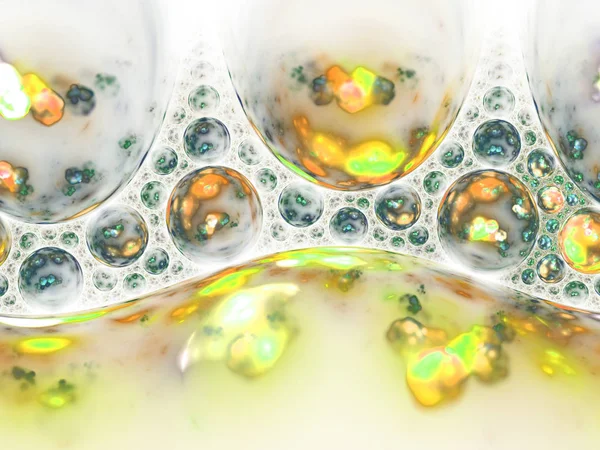 Golden Fractal Bubbles Digital Artwork Creative Graphic Design — Stock Photo, Image