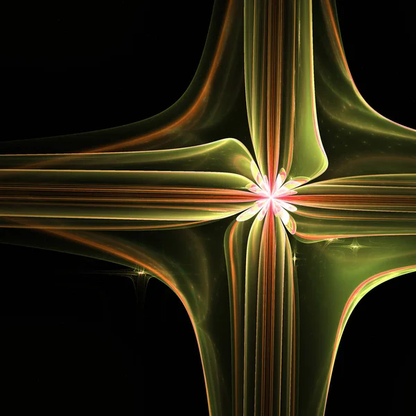 Donker Oranje Groene Fractal Cross Digitale Kunst Voor Creatieve Grafisch — Stockfoto