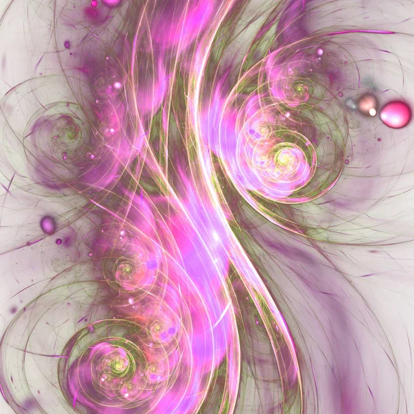 Soft Pink Fractal Swirls Digital Artwork Creative Graphic Design — Stock Photo, Image