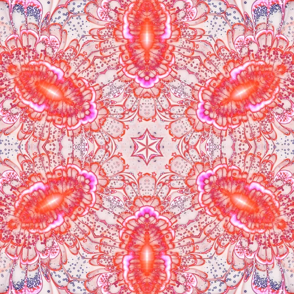 Mandala Fractal Rouge Rose Illustration Numérique Pour Conception Graphique Créative — Photo