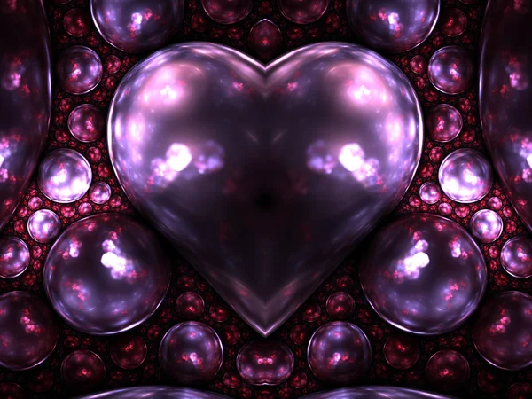 Dark Purple Fractal Heart Digital Artwork Creative Graphic Design — Stock Photo, Image