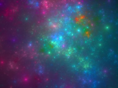 Renkli fraktal gökada, yaratıcı grafik tasarım için dijital sanat