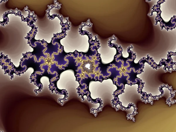 Padrão de redemoinho fractal marrom e dourado, arte digital para design gráfico criativo — Fotografia de Stock