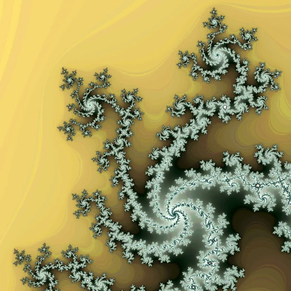 Spirale fractale jaune et verte, illustration numérique pour la conception graphique créative — Photo