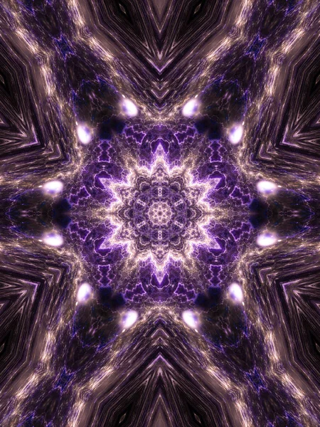 Shiny violet fractal mandala, digital artwork for creative graphic design — Stock Photo, Image