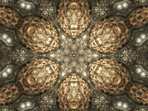 Golden fractal mandala, digital artwork for creative graphic design — Stock Photo, Image