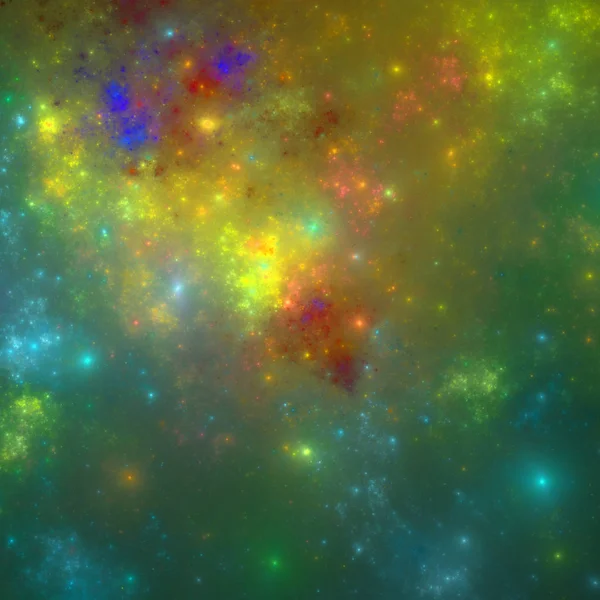 Golden fractal galaxy with stars, digital artwork for creative graphic design