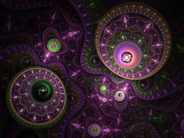Engranajes fractales de color púrpura oscuro, ilustraciones digitales para un diseño gráfico creativo — Foto de Stock