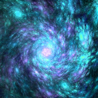 Renkli su temalı fraktal sarmal, yaratıcı grafik tasarım için dijital sanat