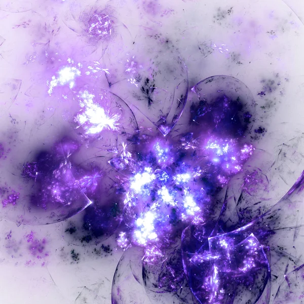 光泽紫罗兰色分形花, 创意平面设计的数字艺术品 — 图库照片