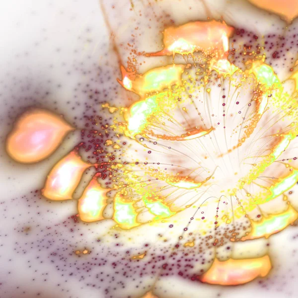 Золотой фрактальный цветок с пыльцой, цифровые произведения искусства для творческого графического дизайна — стоковое фото
