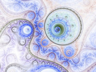 Mavi fraktal zaman makinesi, dijital sanat yaratıcı grafik tasarım için