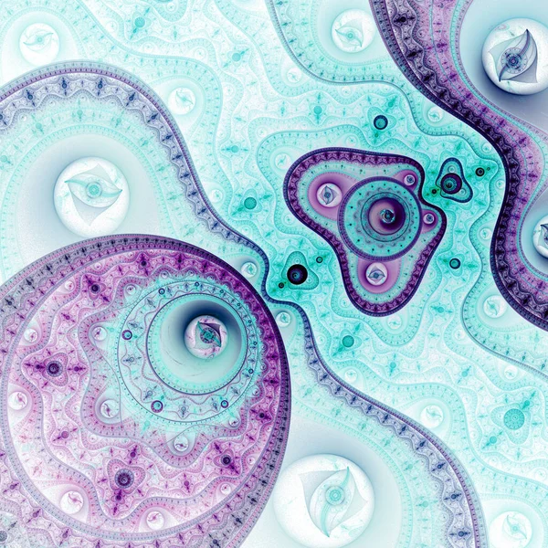Lichtblauwe en violette fractal machine, digitaal kunstwerk voor creatief grafisch ontwerp — Stockfoto