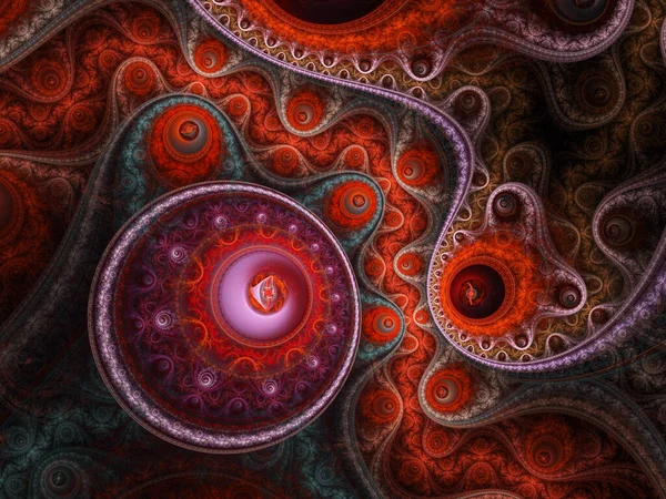 Abstrato fractal da corrente sanguínea vermelha, obra de arte digital para design gráfico criativo — Fotografia de Stock