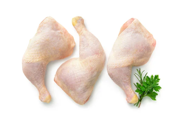 Jambes de poulet crues isolées sur blanc — Photo