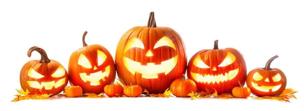 Halloween Tök Fej Jack Lámpás Elszigetelt Fehér Alapon — Stock Fotó