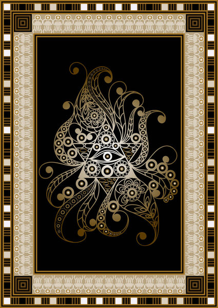 Graphic abstract design with occult symbol. Masonic (freemasonic) drawing. Suitable for invitation, flyer, sticker, poster, banner, card, label, cover, web. Vector illustration.