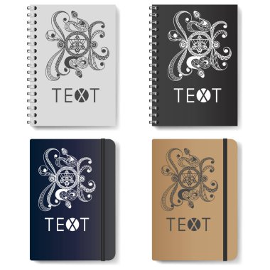 Gizli sembolü ile grafik soyut Günlükler. Masonik (freemasonic) çizim. Gerçekçi Not defteri. Vektör çizim.