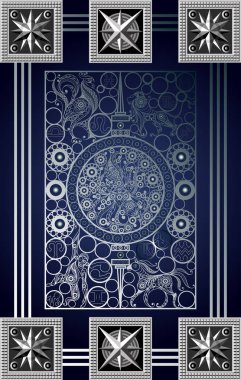 Gizli tarot kartı ile soyut grafik tasarım. Major Arcana - Çarkıfelek. Davet, el ilanı, etiket, poster, afiş, kart, etiket, kapak, web için uygundur. Vektör çizim.