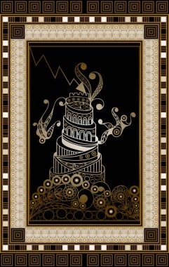 Gizli tarot kartı ile soyut grafik tasarım. Major Arcana-kule. Davet, el ilanı, etiket, poster, afiş, kart, etiket, kapak, web için uygundur. Vektör çizim.