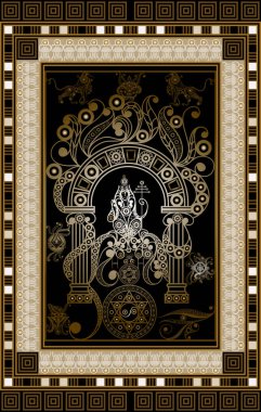 Gizli tarot kartı ile soyut grafik tasarım. Major Arcana - Hierophant. Davet, el ilanı, etiket, poster, afiş, kart, etiket, kapak, web için uygundur. Vektör çizim.