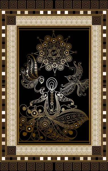 Gizli tarot kartı ile soyut grafik tasarım. Major Arcana - Star. Davet, el ilanı, etiket, poster, afiş, kart, etiket, kapak, web için uygundur. Vektör çizim.