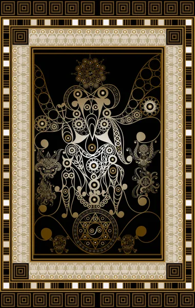 Gizli tarot kartı ile soyut grafik tasarım. Major Arcana - şeytan. Davet, el ilanı, etiket, poster, afiş, kart, etiket, kapak, web için uygundur. Vektör çizim.