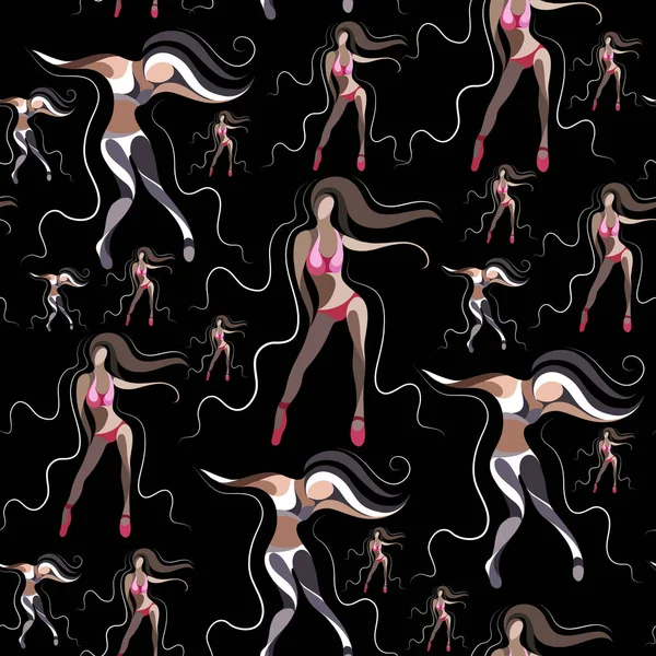 Motif Sans Couture Texture Avec Des Danseurs Décoratifs Abstraits Convient — Image vectorielle