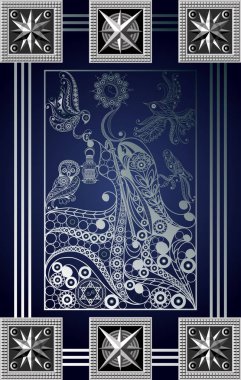 Gizli tarot kartı ile soyut grafik tasarım. Major Arcana - ermiş. Davet, el ilanı, etiket, poster, afiş, kart, etiket, kapak, web için uygundur. Vektör çizim.