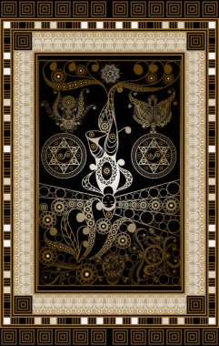 Gizli tarot kartı ile soyut grafik tasarım. Major Arcana - asılan adam (hain). Davet, el ilanı, etiket, poster, afiş, kart, etiket, kapak, web için uygundur. Vektör çizim.