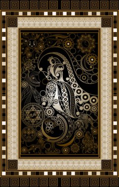 Gizli tarot kartı ile soyut grafik tasarım. Major Arcana - dünya. Davet, el ilanı, etiket, poster, afiş, kart, etiket, kapak, web için uygundur. Vektör çizim.
