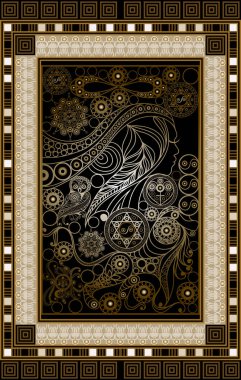 Gizli tarot kartı ile soyut grafik tasarım. Major Arcana - kuvvet. Davet, el ilanı, etiket, poster, afiş, kart, etiket, kapak, web için uygundur. Vektör çizim.